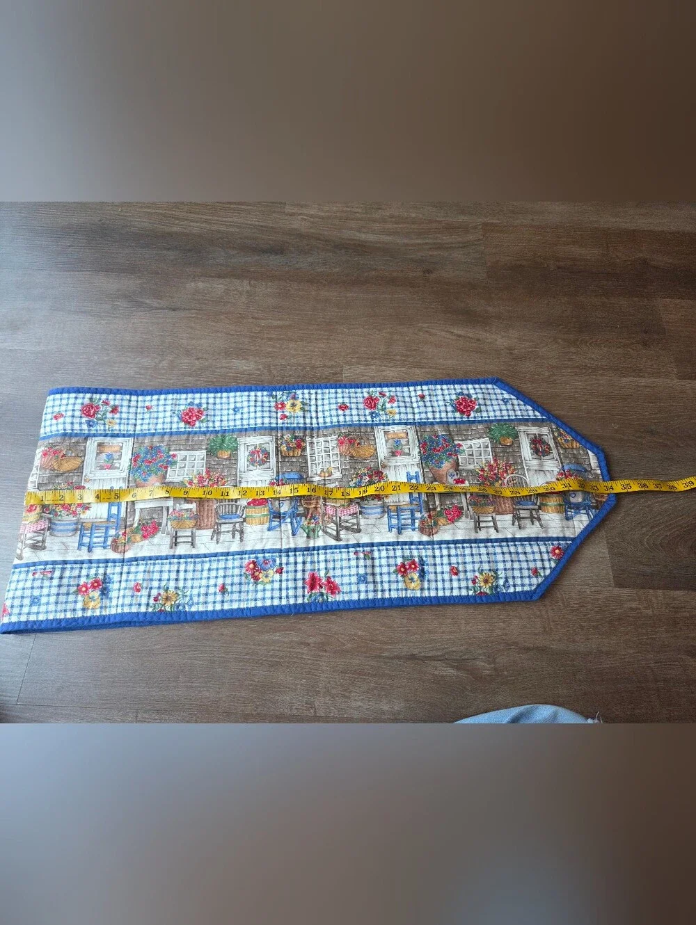 Vintage Handmade Farmhouse Gingham Floral Placemats and Table Runner
